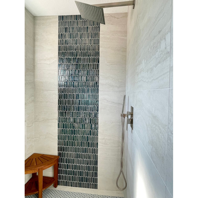 Ocean Rain Blue and White Glass Mosaic Wall Tile