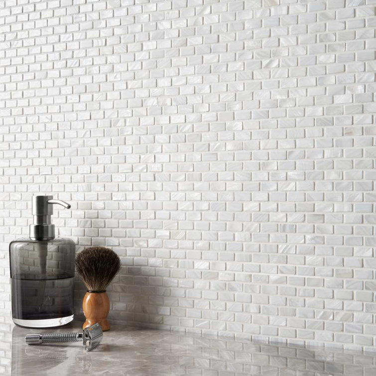 White Mother of Pearl Seashell Brick Mosaic Wall Tile