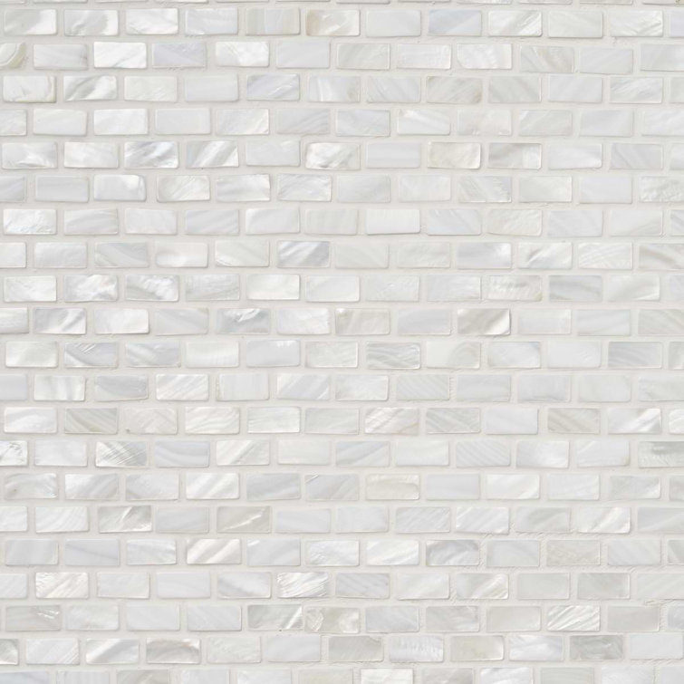 White Mother of Pearl Seashell Brick Mosaic Wall Tile