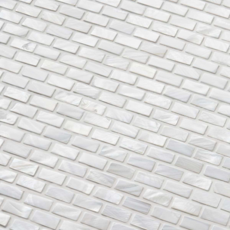 White Mother of Pearl Seashell Brick Mosaic Wall Tile