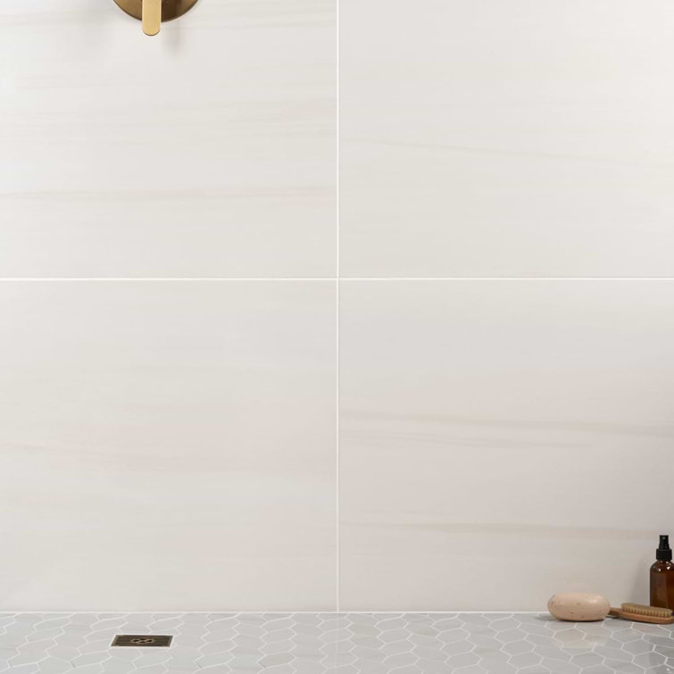 Terius Dolomite Warm White Polished Marble Look Porcelain Tile