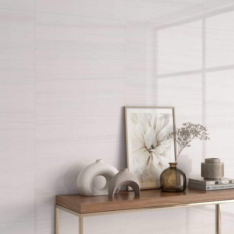 Terius Dolomite Warm White Polished Marble Look Porcelain Tile