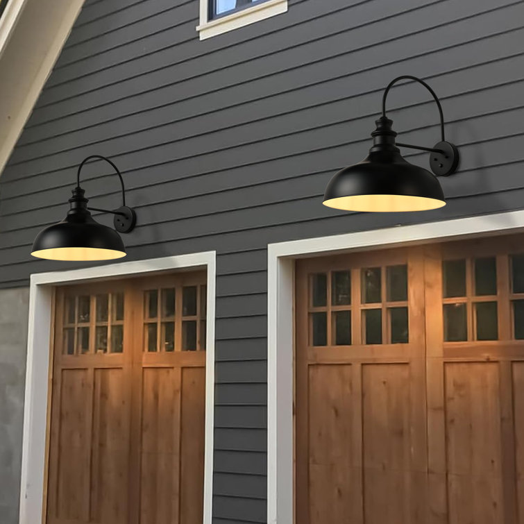 Black Industrial Dimmable Outdoor Wall Light with Dusk-to-Dawn Sensor