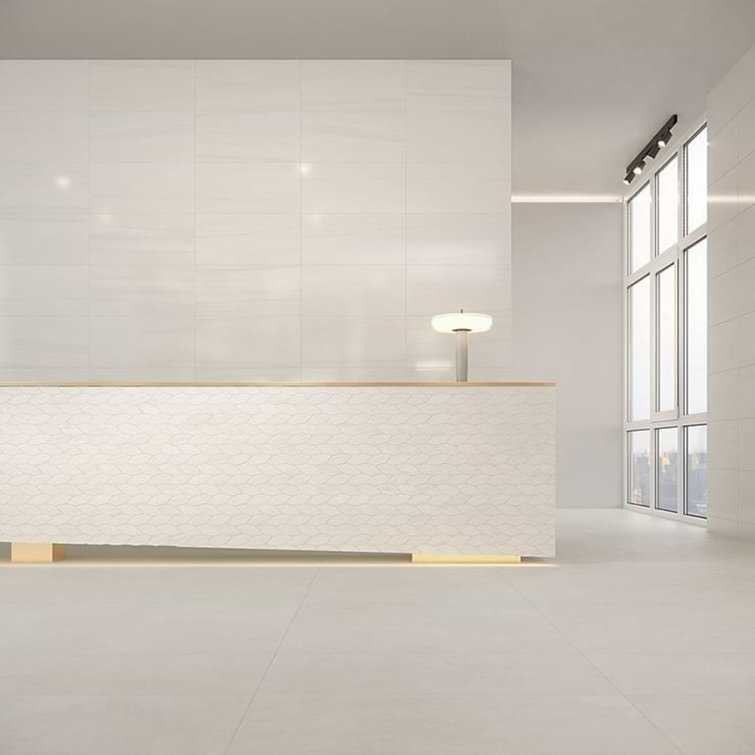 Terius Dolomite Warm White Polished Porcelain Large Format Tile