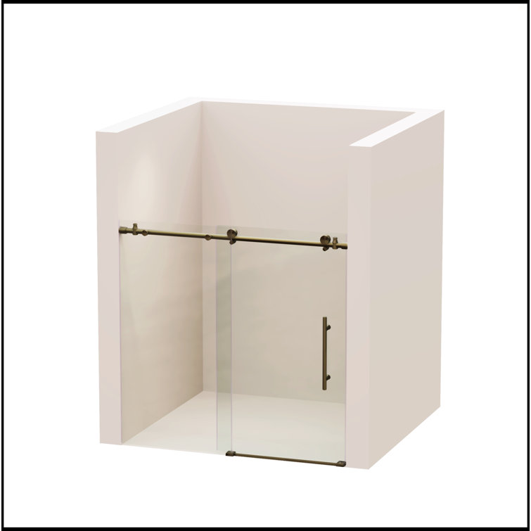 60" Gold Frameless Sliding Tub Door with Clear Tempered Glass