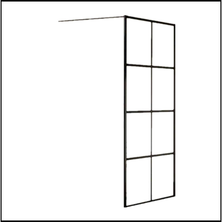 Matte Black Framed Glass Shower Screen with Clear Tempered Glass