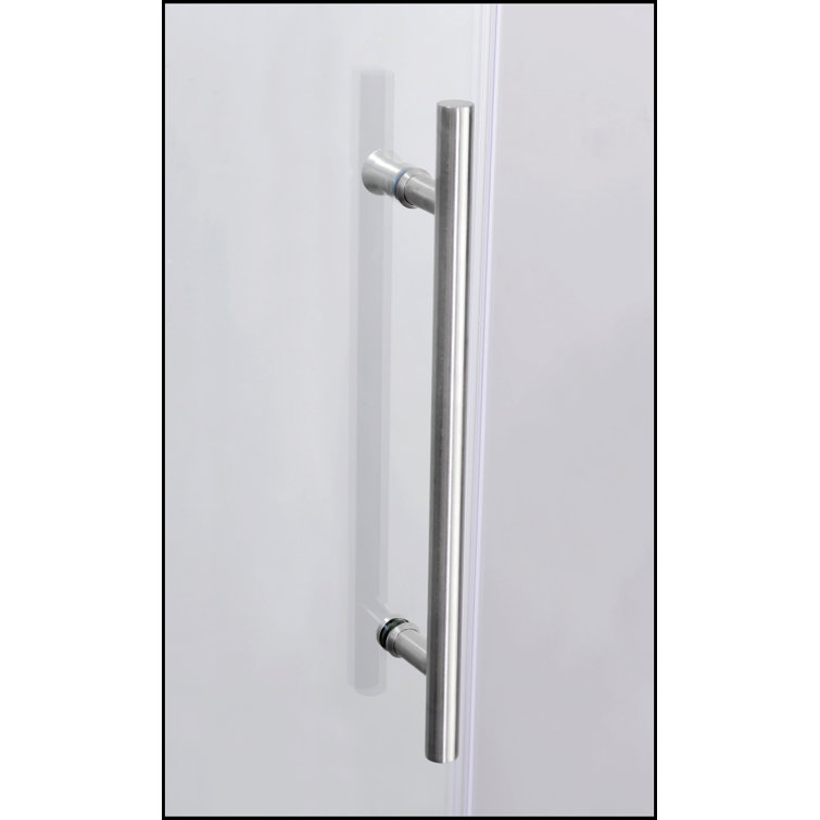 76" Frameless Clear Glass Sliding Shower Door with Brushed Nickel Hardware