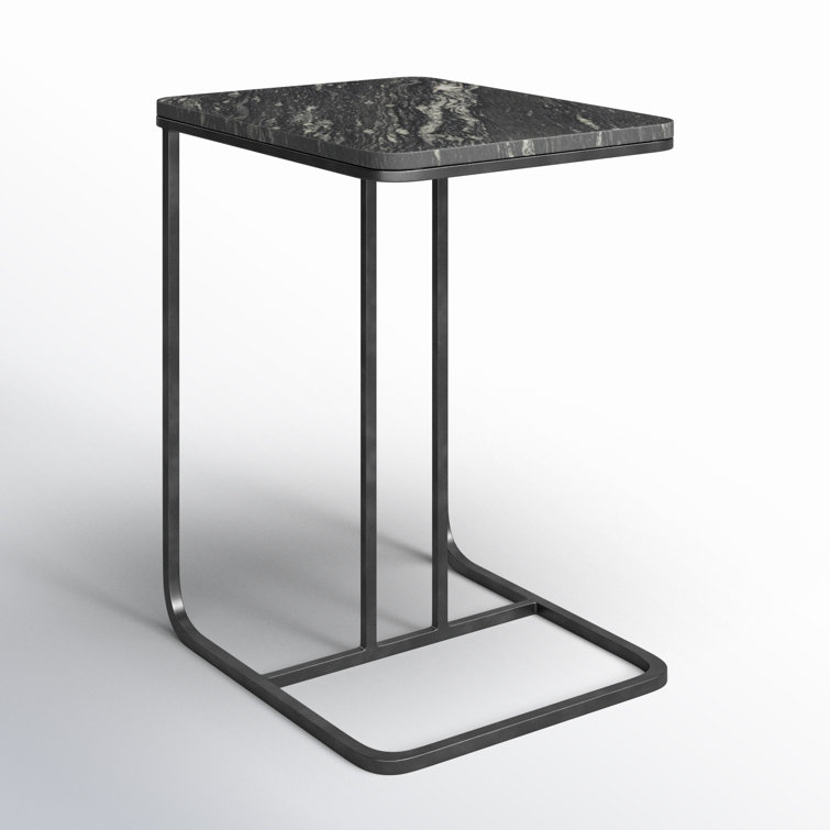 Marlow Polished White Marble and Matte Brass C-Table, 15x19x23 in