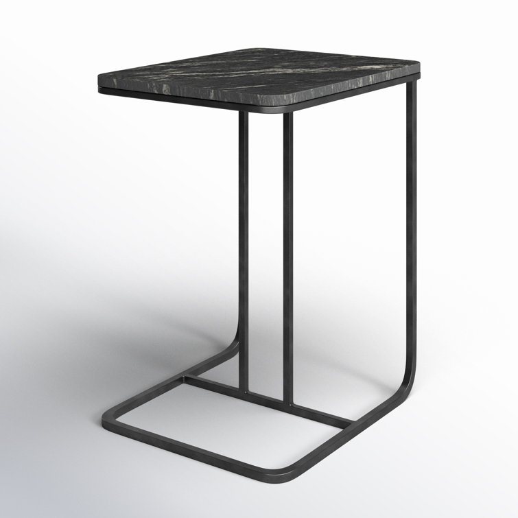 Marlow Polished White Marble and Matte Brass C-Table, 15x19x23 in