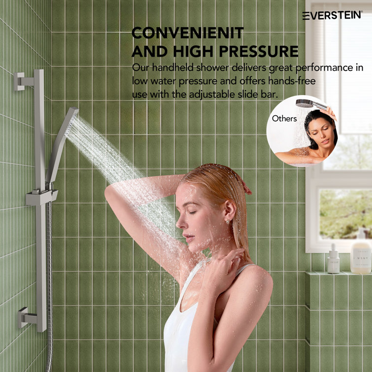10" Brushed Nickel Adjustable Rainfall Shower System with Handheld