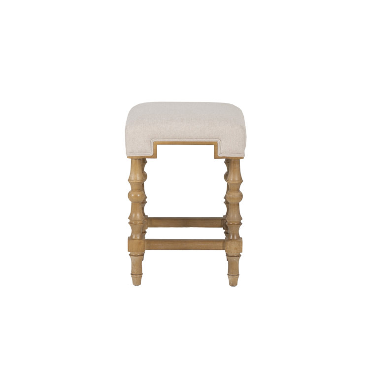 Shelly Striped 25.5" Brown Wooden Backless Counter Stool