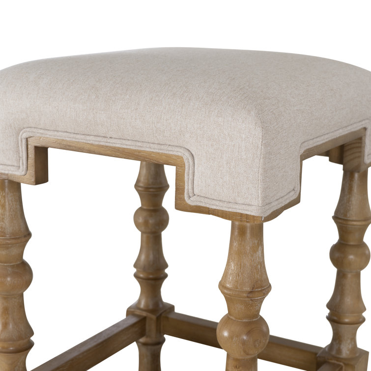 Shelly Striped 25.5" Brown Wooden Backless Counter Stool