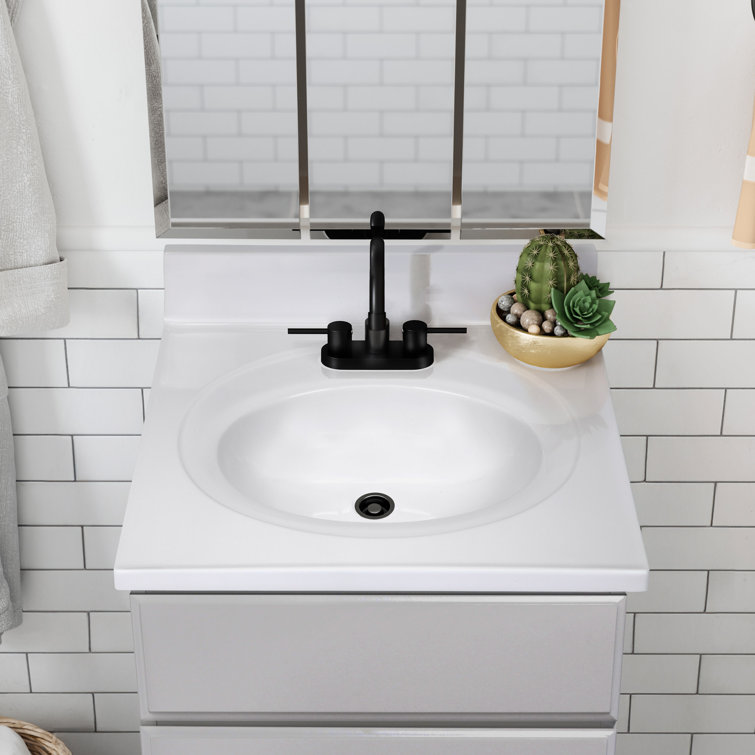 White Cultured Marble Single Vanity Top with Backsplash