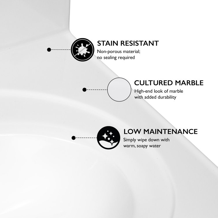 White Cultured Marble Single Vanity Top with Backsplash