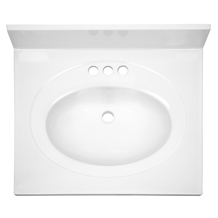 White Cultured Marble Single Vanity Top with Backsplash
