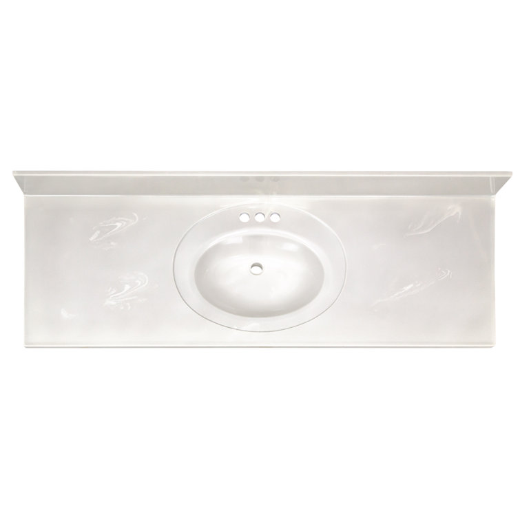 61-Inch Ivory Swirl Cultured Marble Vanity Top with Integrated Backsplash