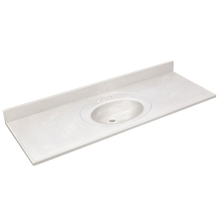 61-Inch Ivory Swirl Cultured Marble Vanity Top with Integrated Backsplash