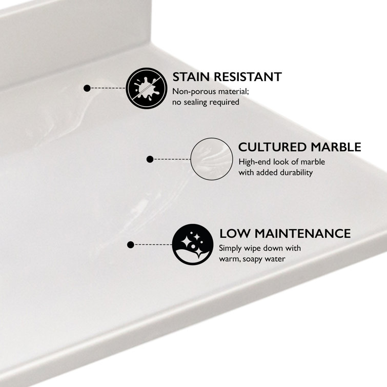 61-Inch Ivory Swirl Cultured Marble Vanity Top with Integrated Backsplash