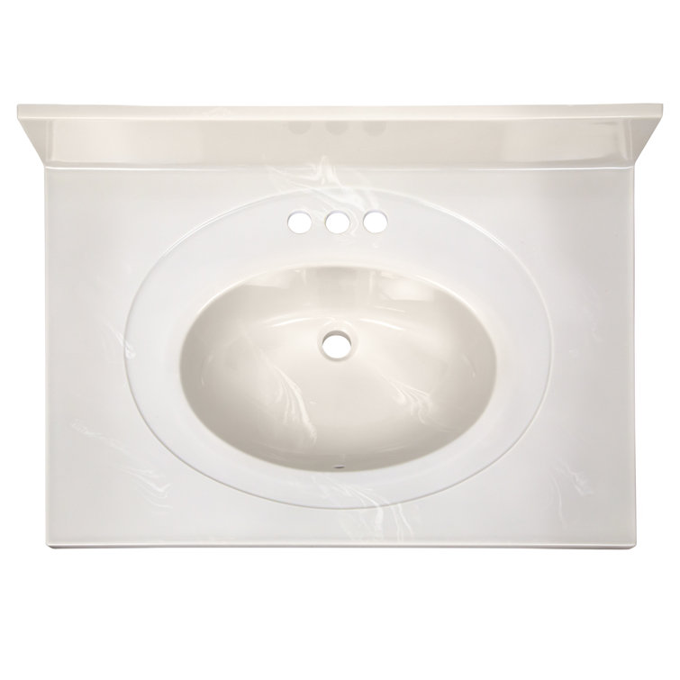 31 Inch White Cultured Marble Vanity Top with Backsplash