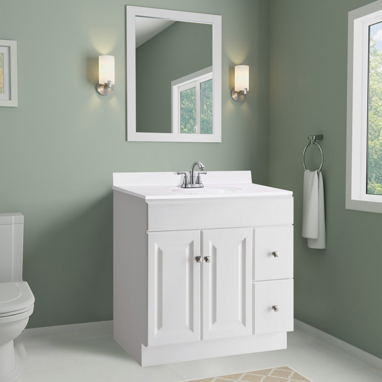 White Cultured Marble Single Vanity Top with Backsplash