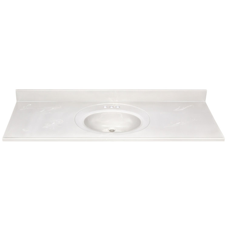 61-Inch Ivory Swirl Cultured Marble Vanity Top with Integrated Backsplash