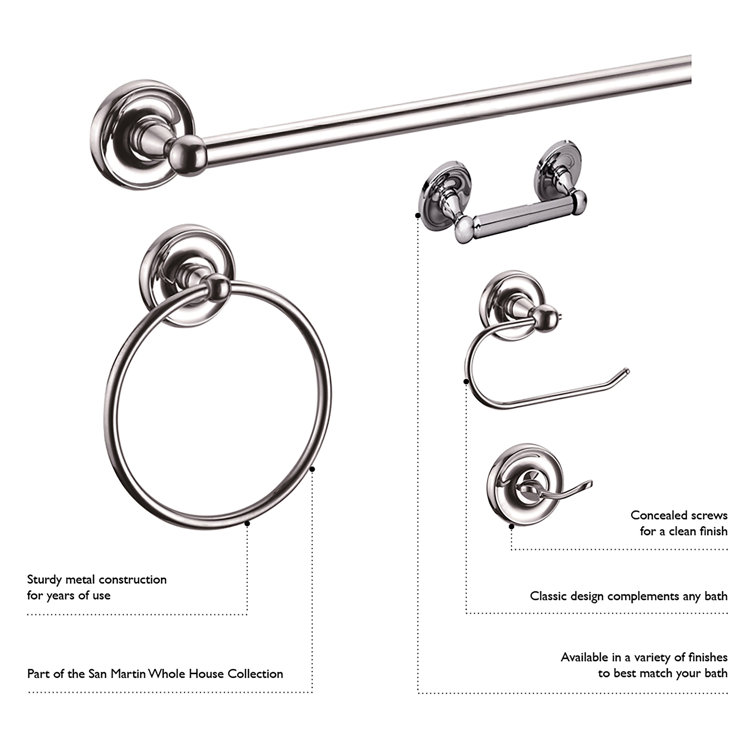 San Martin 4-Piece Polished Chrome Bathroom Hardware Kit