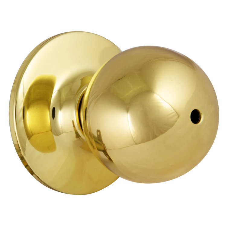 Polished Brass Privacy Bed/Bath Door Knob with Nickel Plated Bolt