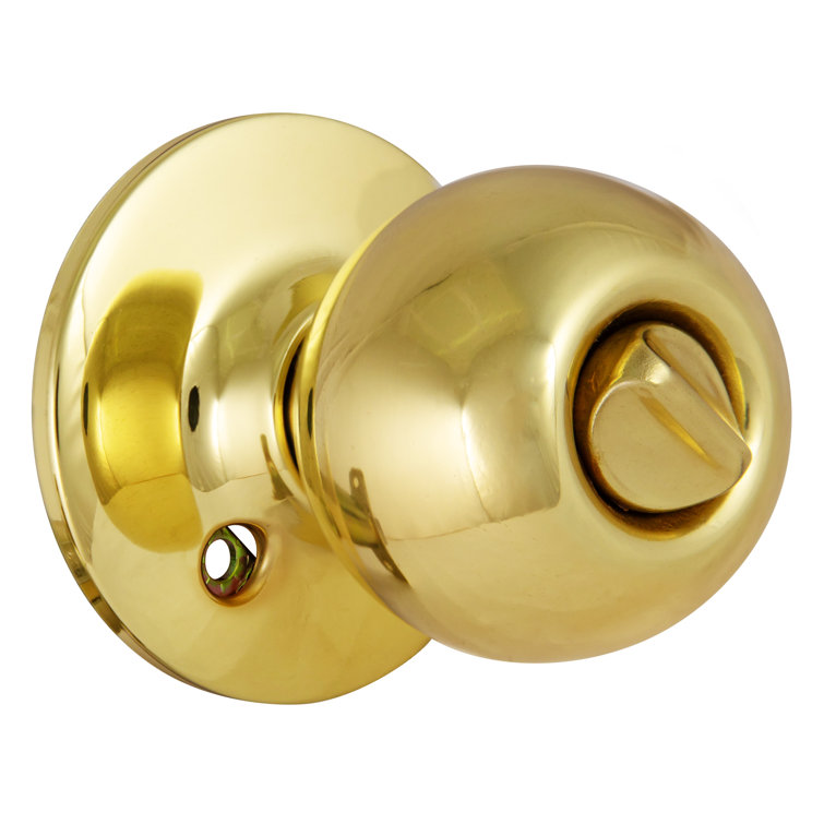 Polished Brass Privacy Bed/Bath Door Knob with Nickel Plated Bolt