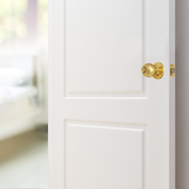 Polished Brass Privacy Bed/Bath Door Knob with Nickel Plated Bolt