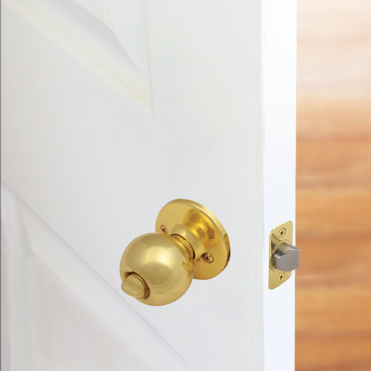 Polished Brass Privacy Bed/Bath Door Knob with Nickel Plated Bolt