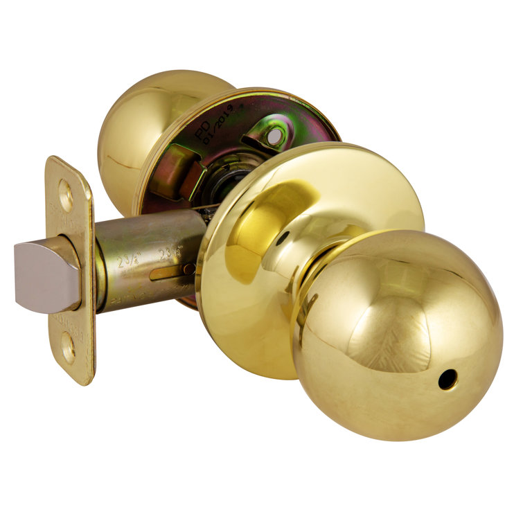 Polished Brass Privacy Bed/Bath Door Knob with Nickel Plated Bolt