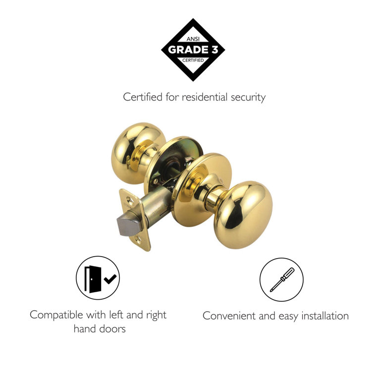 Polished Brass Flat Ball Passage Door Knob