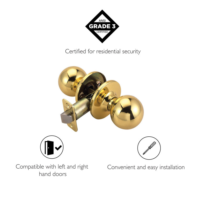 Polished Brass Round Hall and Closet Door Knob