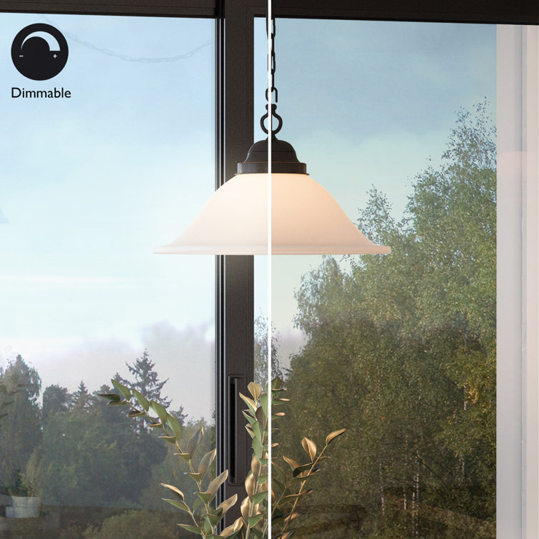 Mini Alabaster Glass & Oil-Rubbed Bronze Pendant Light