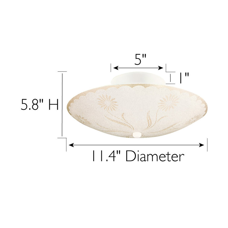 Elegant Floral White Glass Semi Flush Ceiling Light