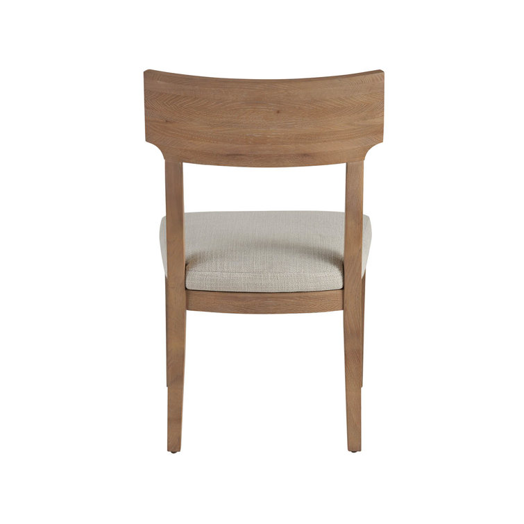 Natural Oak Upholstered Side Chair with Beige Fabric Seat