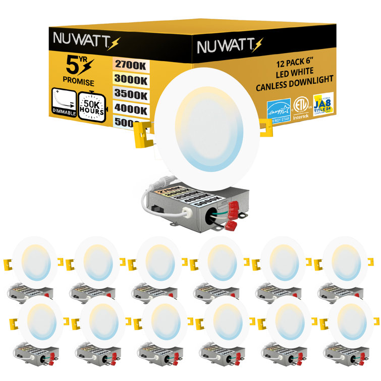 12-Pack Brushed Nickel Ultra-Thin LED Recessed Lighting Kit