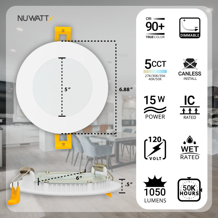 12-Pack Brushed Nickel Ultra-Thin LED Recessed Lighting Kit
