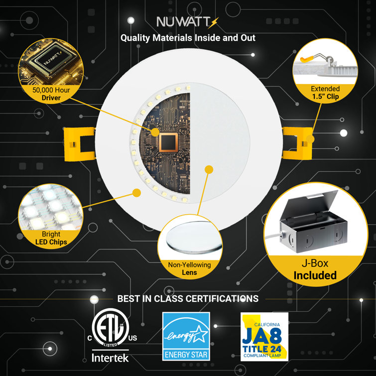 White Aluminum 4'' LED Recessed Lighting Kit, 6-Pack