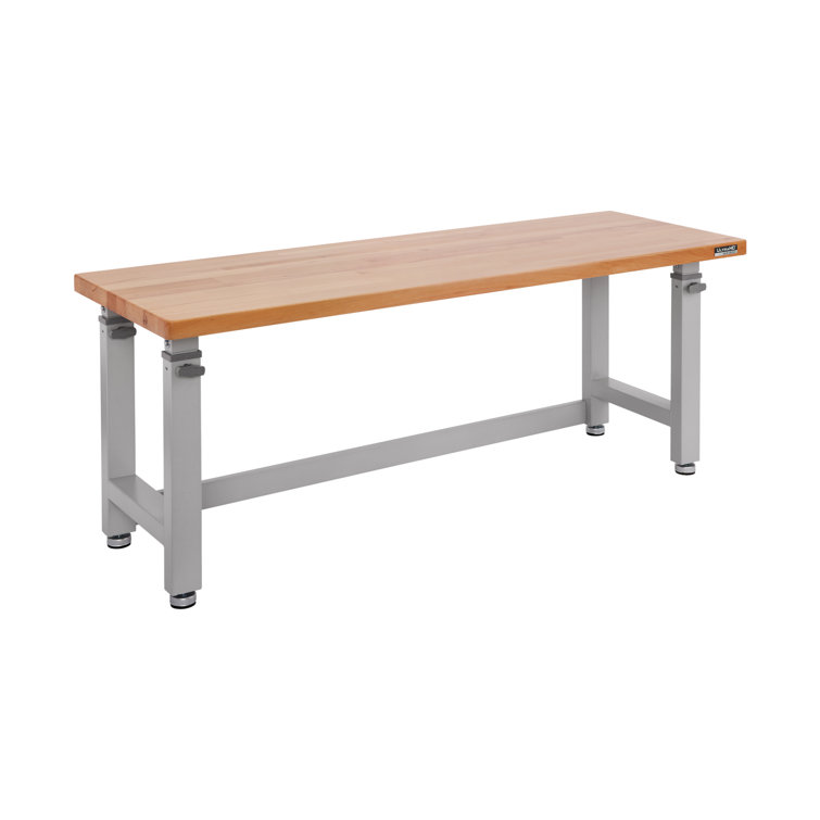 Adjustable Height Heavy-Duty Wood Top Workbench, 72" Graphite