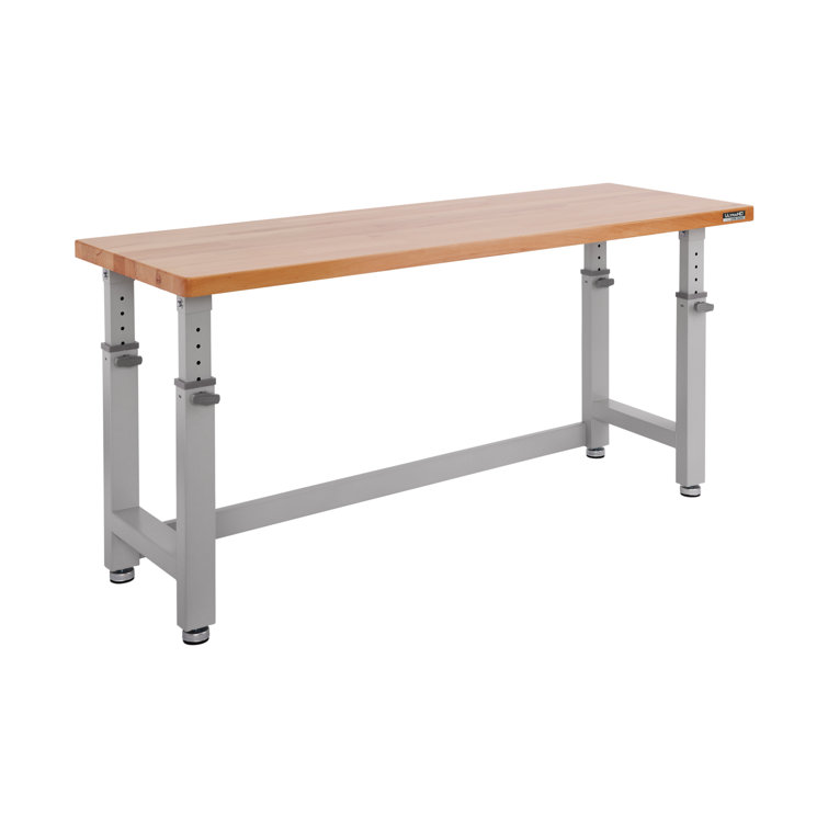 Adjustable Height Heavy-Duty Wood Top Workbench, 72" Graphite