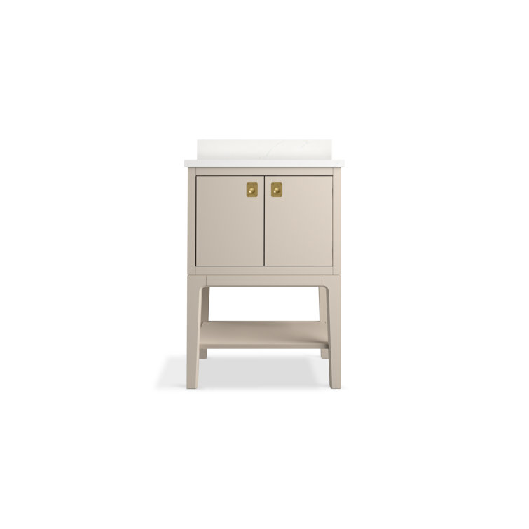 Light Clay Freestanding Bathroom Vanity with Quartz Top