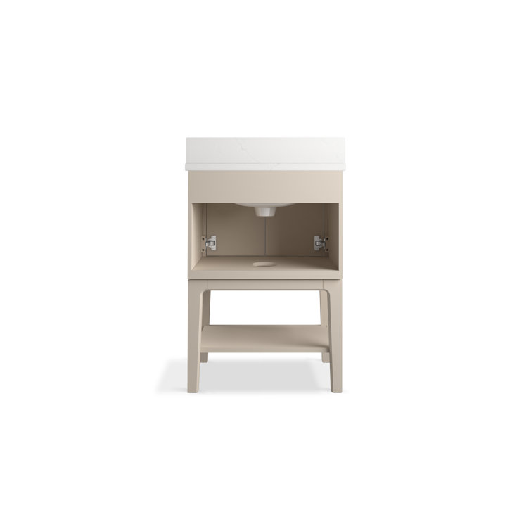 Light Clay Freestanding Bathroom Vanity with Quartz Top
