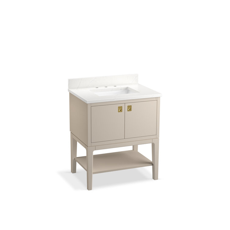 Seagrove Light Clay 30" Freestanding Bathroom Vanity with Quartz Top