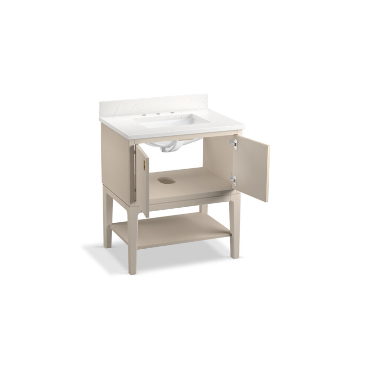Seagrove Light Clay 30" Freestanding Bathroom Vanity with Quartz Top