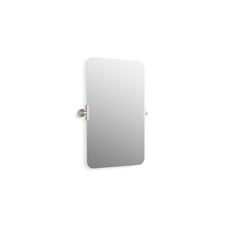 Vibrant Brushed Nickel Rectangular Frameless Bathroom Vanity Mirror