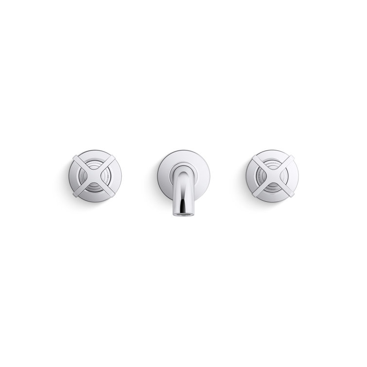 Polished Chrome Wall-Mount Bathroom Sink Faucet