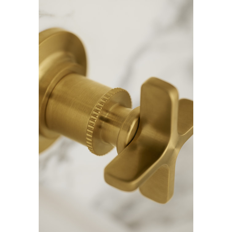 Vibrant Brushed Brass Wall-Mount Bathroom Faucet Set