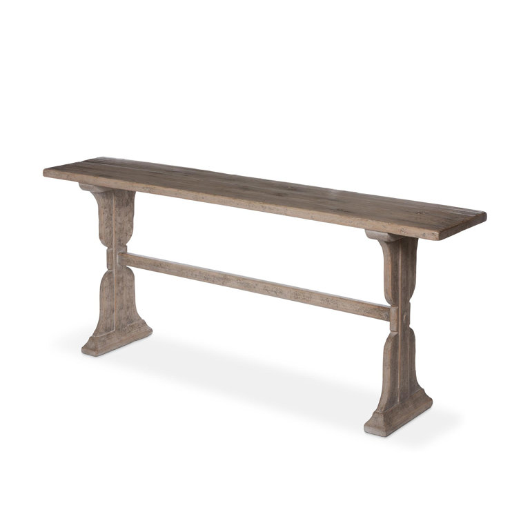 Gray Washed Pine Rectangular Console Table with Storage