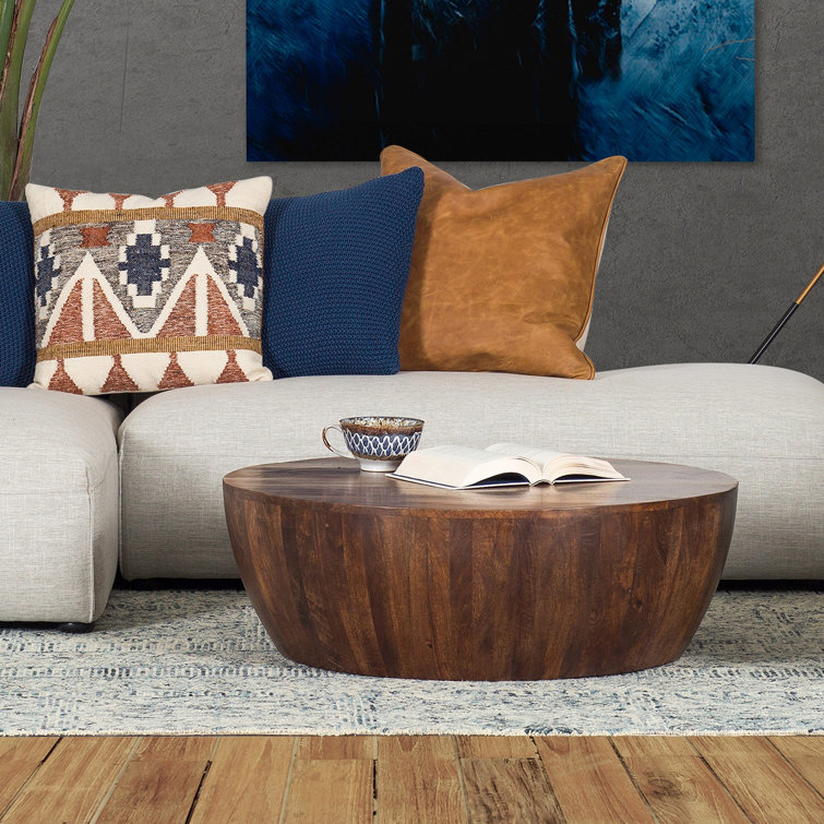 Vivenne Round Walnut Mango Wood Drum Coffee Table
